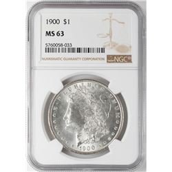 1900 $1 Morgan Silver Dollar Coin NGC MS63