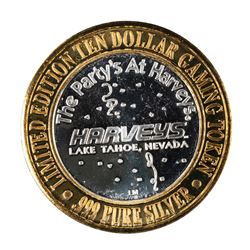 .999 Fine Silver Harveys Resort Lake Tahoe, Nevada $10 Limited Edition Gaming Token