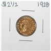 Image 1 : 1928 $2 1/2 Indian Head Quarter Eagle Gold Coin