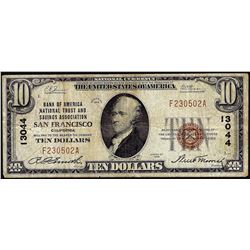 1929 $10 BofA San Francisco, CA CH# 13044 National Currency Note