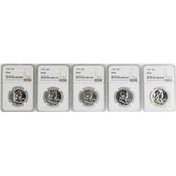 Lot of (5) 1959 Proof Franklin Half Dollar Coins NGC PF67