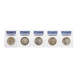 Lot of (5) 1886 $1 Morgan Silver Dollar Coins PCGS MS63