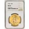 Image 1 : 1922 $20 St. Gaudens Double Eagle Gold Coin NGC MS64