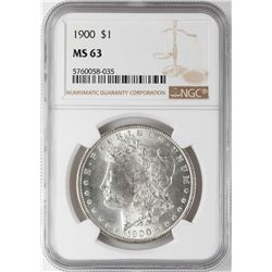 1900 $1 Morgan Silver Dollar Coin NGC MS63