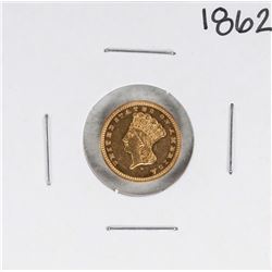 1862 Type 3 $1 Indian Head Gold Dollar Coin