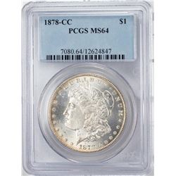 1878-CC $1 Morgan Silver Dollar Coin NGC MS64