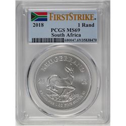 2018 South Africa Krugerrand Silver Coin PCGS MS69 First Issue