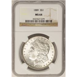1889 $1 Morgan Silver Dollar Coin NGC MS64