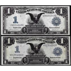 Lot of (2) 1899 $1 Black Eagle Silver Certificate Notes
