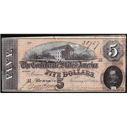 1864 $5 Confederate States of America Note