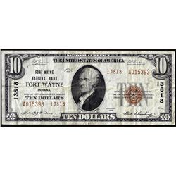 1929 Type II $10 NB Fort Wayne, IN CH# 13818 National Currency Note