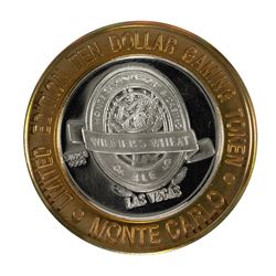.999 Silver Monte Carlo Las Vegas, Nevada $10 Casino Limited Edition Gaming Token