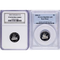 Lot of (2) 2004-S Keelboat Nickel Proof Coins PCGS/NGC PF69 Ultra Cameo