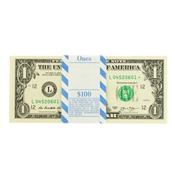 Pack of (100) Consecutive 2013 $1 Federal Reserve STAR Notes San Francisco
