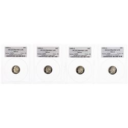 Lot of (4) 1999-S Proof Silver Roosevelt Dime Coins PCGS PR69DCAM