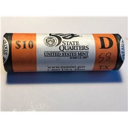 10 Dollar US Bank Mint Roll State Quarters TEXAS D