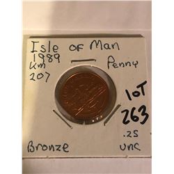 Rare 1989 Isle of Man Penny UNC High Grade