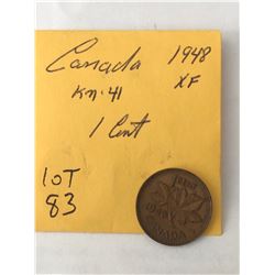 1948 Canada 1 Cent in Extra Fine Grade