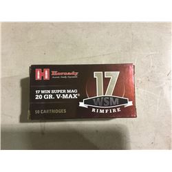 Hornady WSM Rimfire 17 Win Super Mag 20 GR. V-Max 50 Cartridges