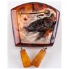Image 2 : Chinese Amber Brooch with Hanging Pendants