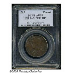 1787 COPPER Connecticut Copper, ETLIR AU55 PCGS. 