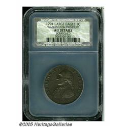 1791 1C Washington Large Eagle Cent AU Details, S