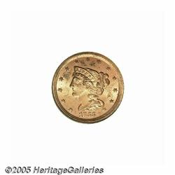 1855 1/2 C MS65 Red PCGS. B-1, C-1, R.1. A frosty