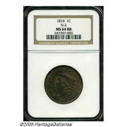 1816 1C MS64 Red and Brown NGC. N-2, R.1. Dark vi