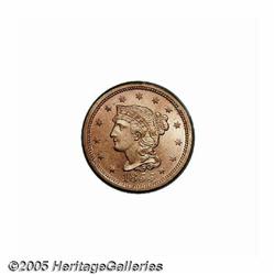 1855 1C Slanting 5s MS65 Red PCGS. N-10, R.1. Thi