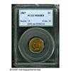 Image 1 : 1867 1C MS64 Red PCGS. Bright orange-gold surface