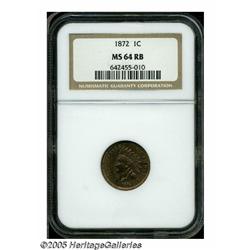 1872 1C MS64 Red and Brown NGC. Appealing violet-
