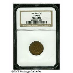 1887 1C MS62 Brown NGC. FS-009.5, Snow-1. OF AMER