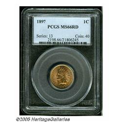 1897 1C MS66 Red PCGS. Highly lustrous with coppe