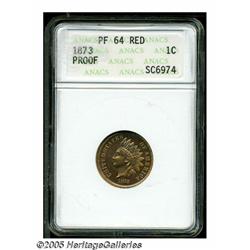 1873 1C Closed 3 PR64 Red ANACS. This is a crisp,