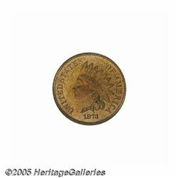 1873 1C Closed 3 PR65 Red PCGS. Glassy orange-tan