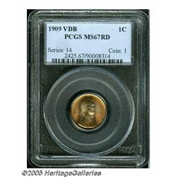1909 VDB 1C MS67 Red PCGS. Well struck with blazi