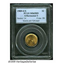 1909-S 1C S Over Horizontal S MS65 Red PCGS. FS-0