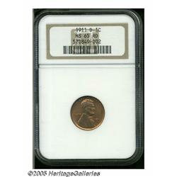 1911-D 1C MS65 Red NGC. Attractive violet-cherry 