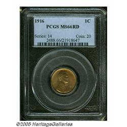 1916 1C MS66 Red PCGS. Attractive yellow-red colo