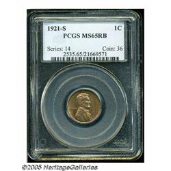 1921-S 1C MS65 Red and Brown PCGS. An appealing G