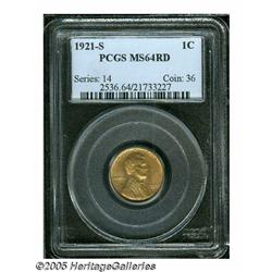 1921-S 1C MS64 Red PCGS. The surfaces are a lustr