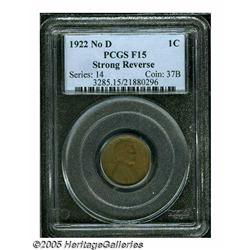 1922 No D 1C Strong Reverse Fine 15 PCGS. FS-013.