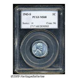 1943-S 1C MS68 PCGS. Brilliant luster with smooth