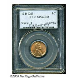 1944-D/S 1C MS63 Red PCGS. FS-020. OMM-1. The upp