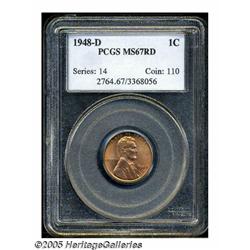 1948-D 1C MS67 Red PCGS. A well struck Superb Gem