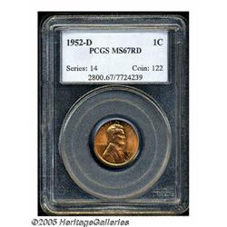 1952-D 1C MS67 Red PCGS. Superlative example with