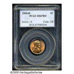 1954-D 1C MS67 Red PCGS. Remarkably well preserve
