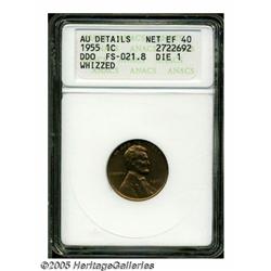 1955/55 1C Doubled Die--Whizzed--ANACS. AU Detail