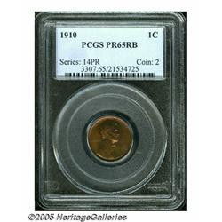 1910 1C PR65 Red and Brown PCGS. The beautifully 