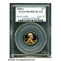 1968-S 1C PR69 Red Deep Cameo PCGS. Bright orange
